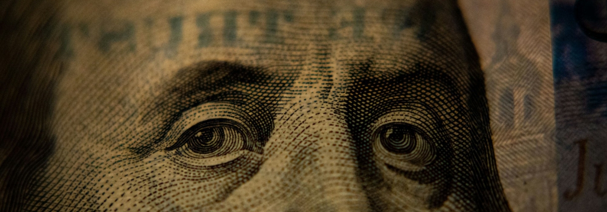 a close up of a one dollar bill